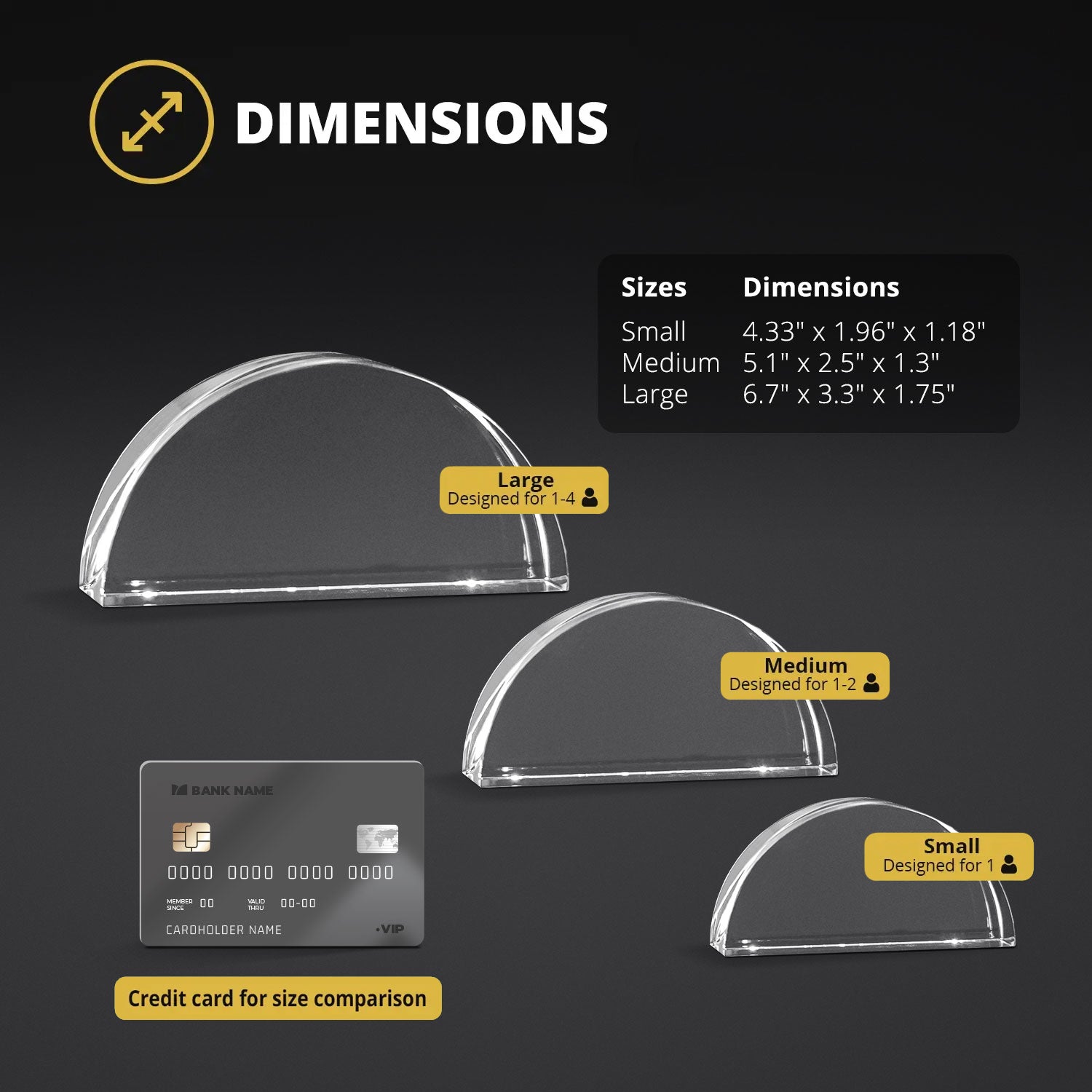 Crescent Crystal Engraving - 3D Arc - Size Chart