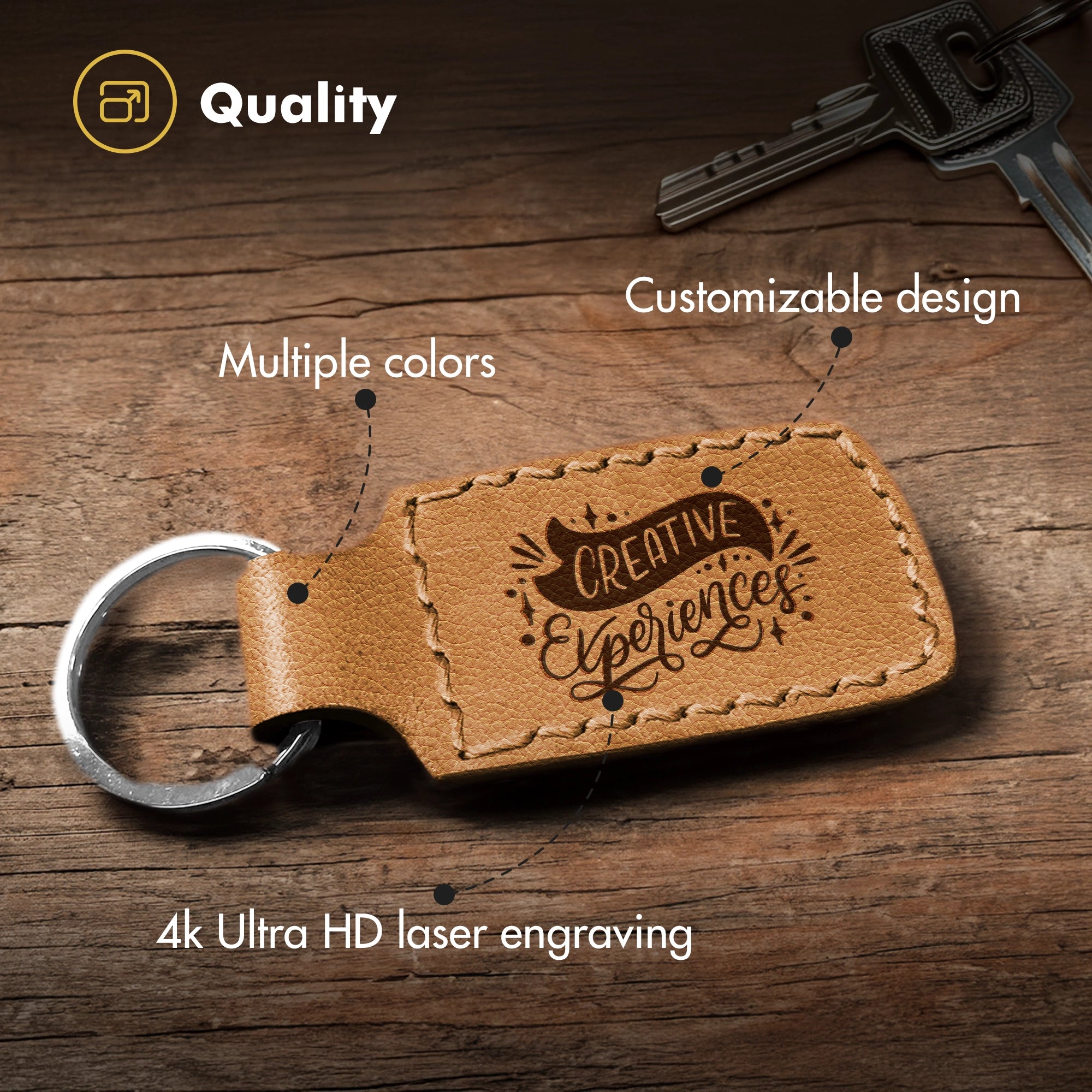 Leather Keychain - Beyond Memories - 93880669