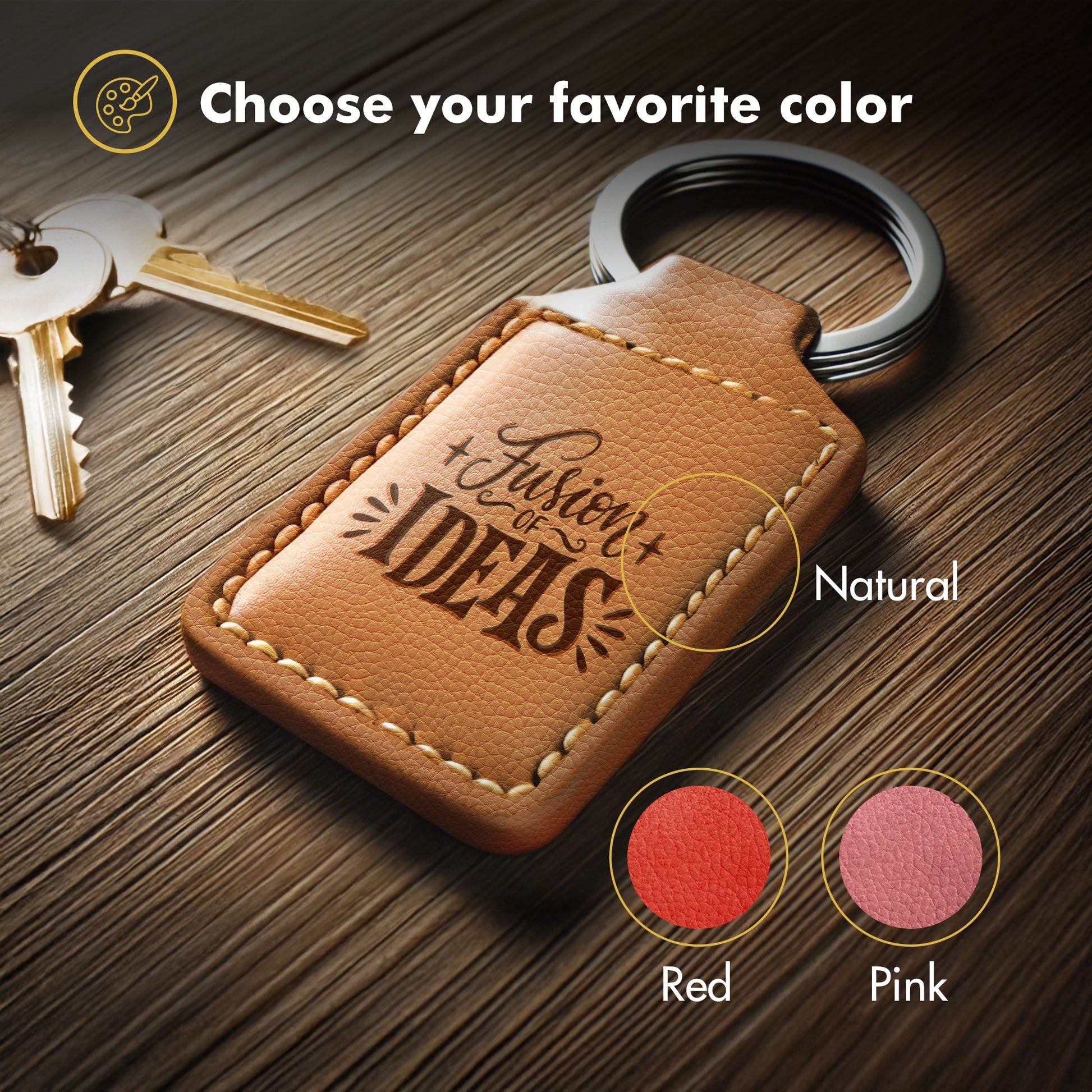 Leather Keychain - Beyond Memories - 74870425