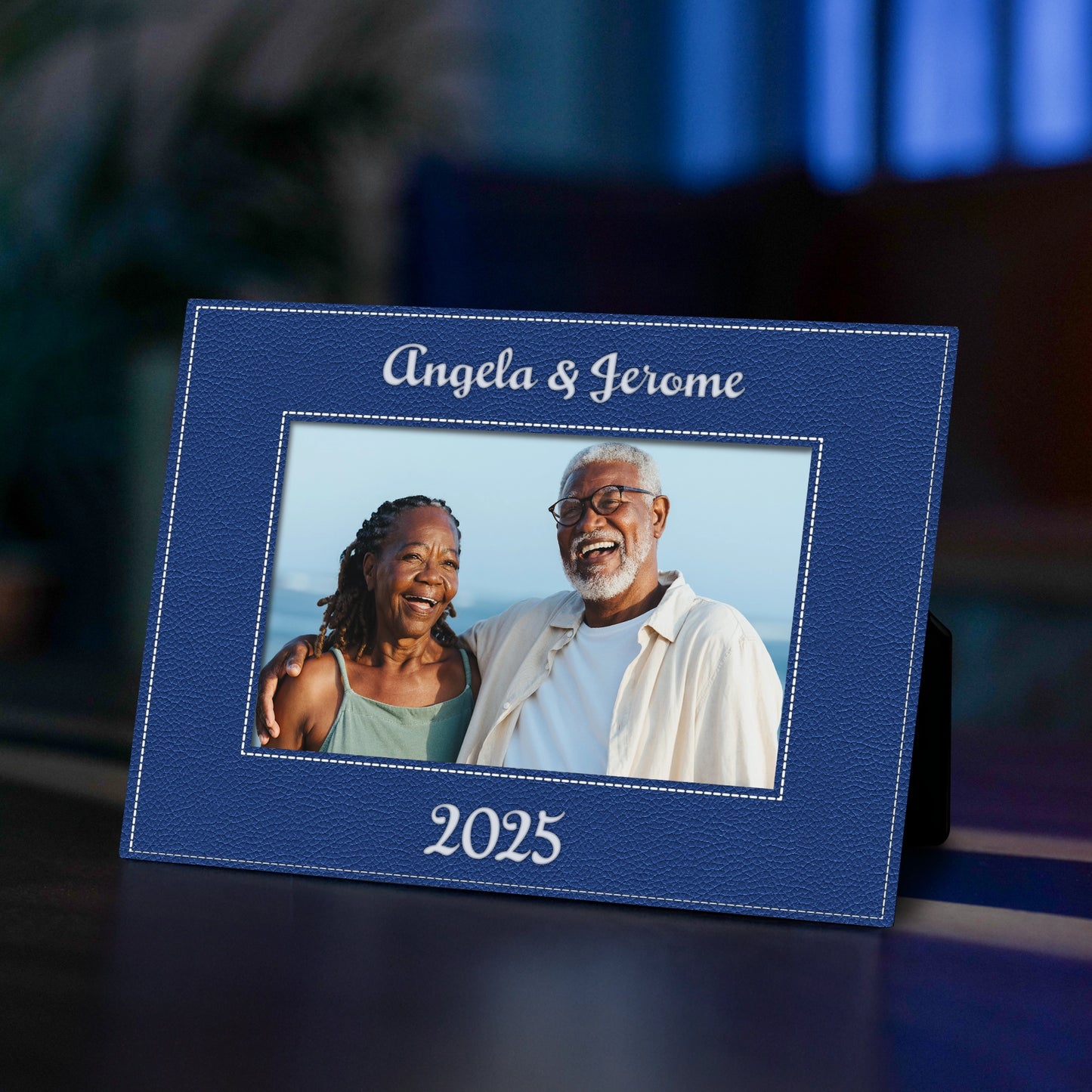 Leather Picture Frame - Blue