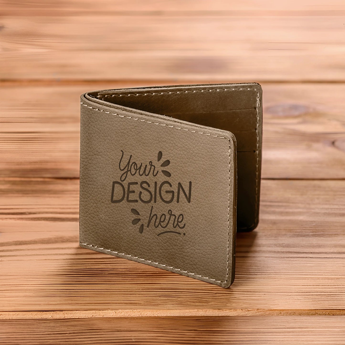 Leather Wallet - Beige