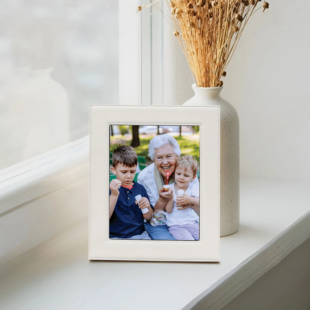 Leather Picture Frame - White