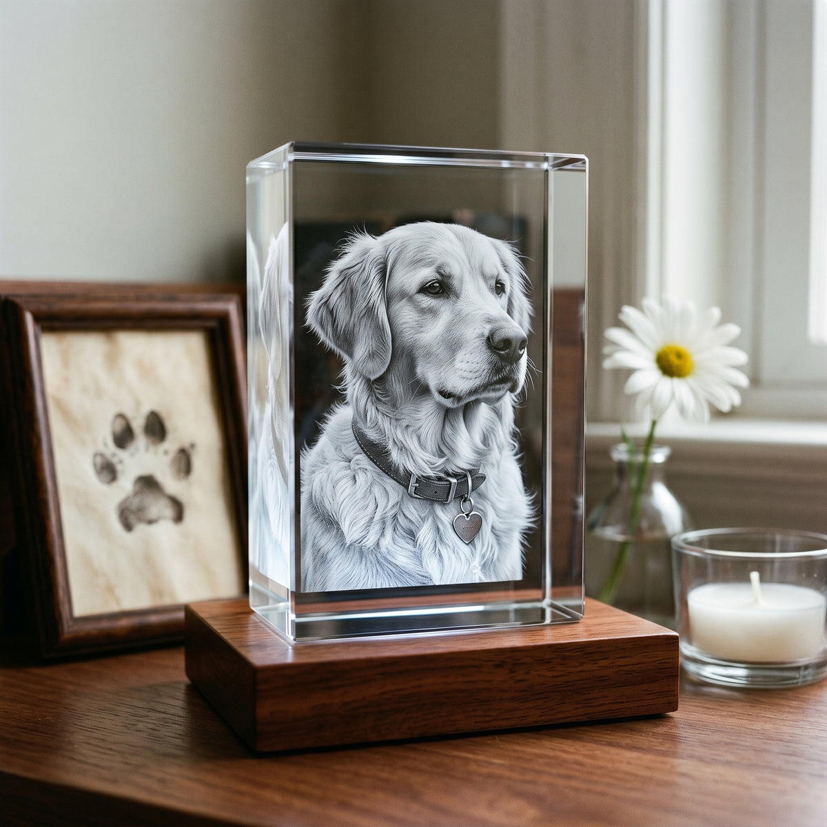 3D Crystal Pet Photo Engraving, Rectangle | Beyond Memories