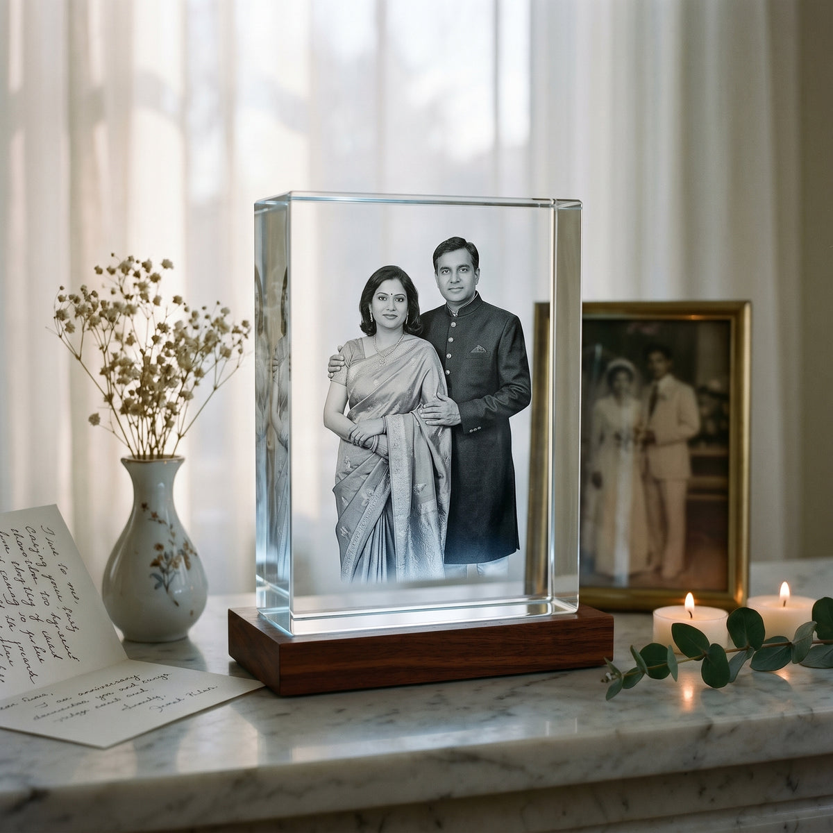 3D Crystal Anniversary Photo Gift, Rectangle | Beyond Memories