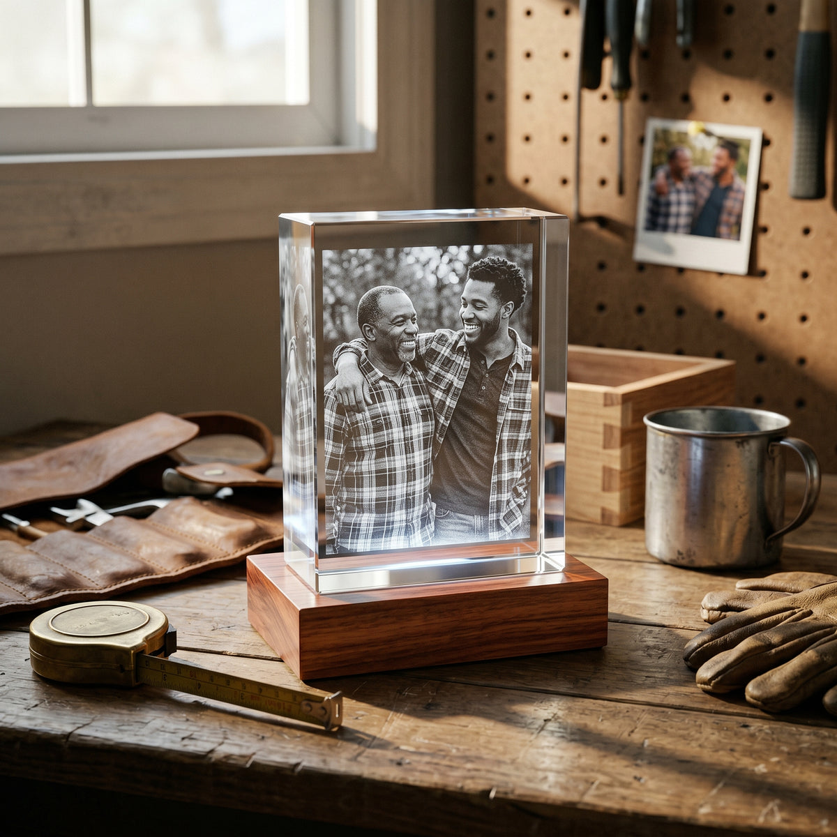 3D Crystal Photo Gift for Dad, Rectangle | Beyond Memories