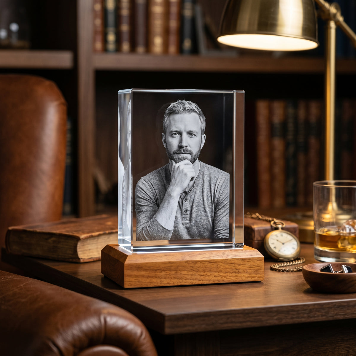 3D Crystal Photo Gift for Him, Rectangle | Beyond Memories