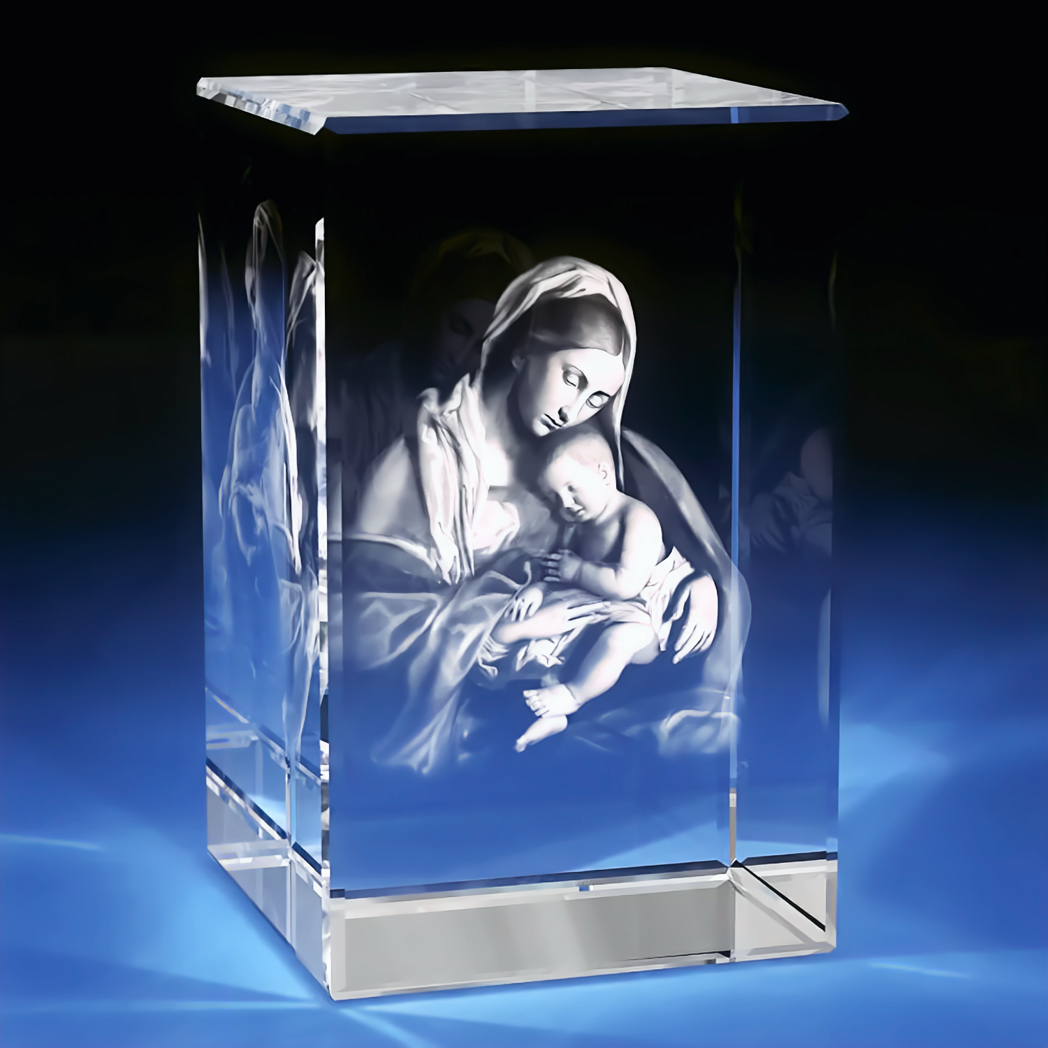 Virgin Mary Crystal Engraving - 3D Rectangle