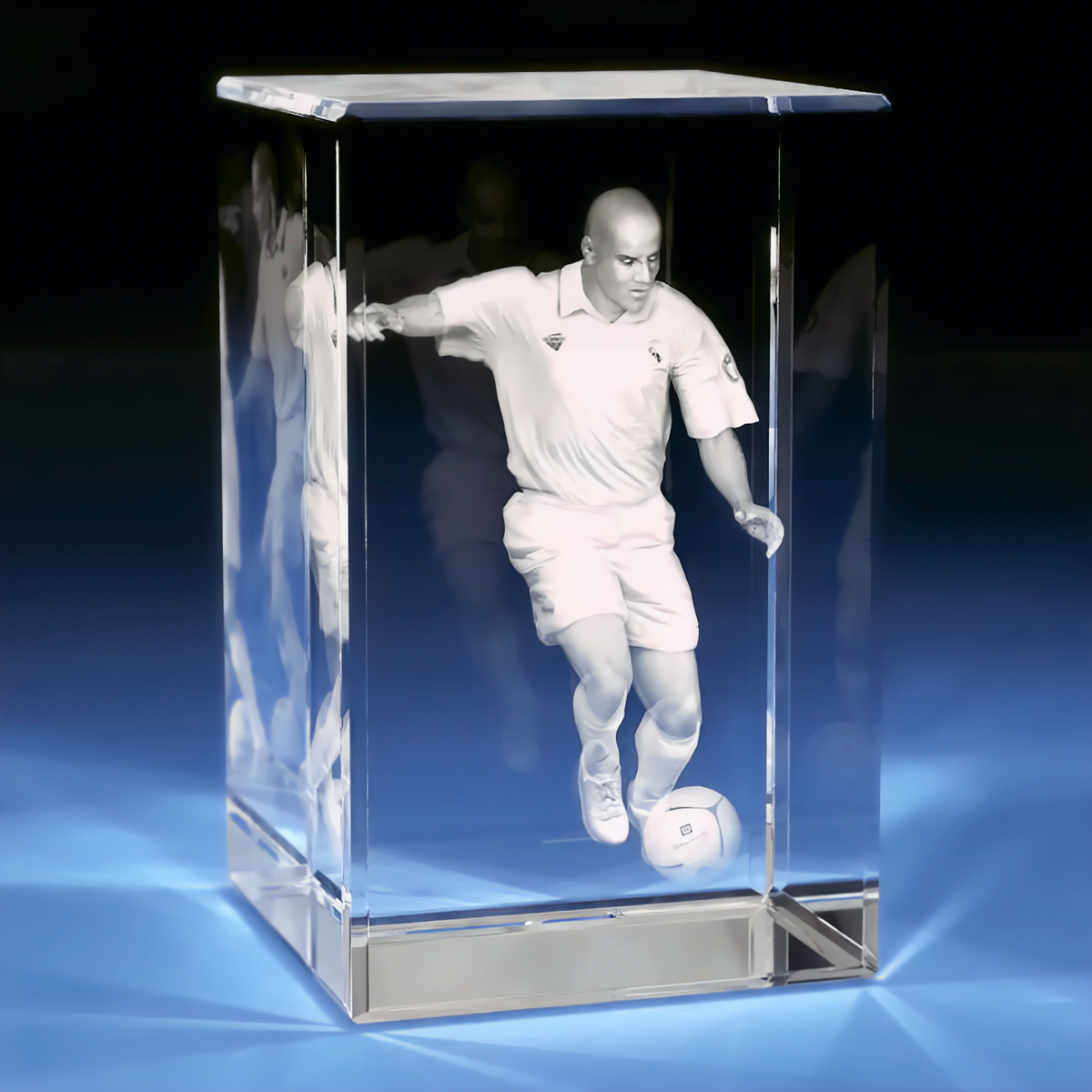 Soccer Crystal Engraving - 3D Rectangle